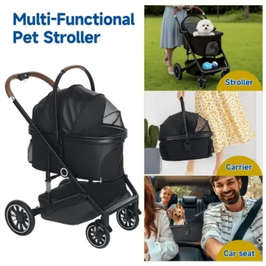 Kinder King 3-in-1 Pet Stroller for Dog, Folding Cat and Dog Stroller with Detachable Cradle image {5}