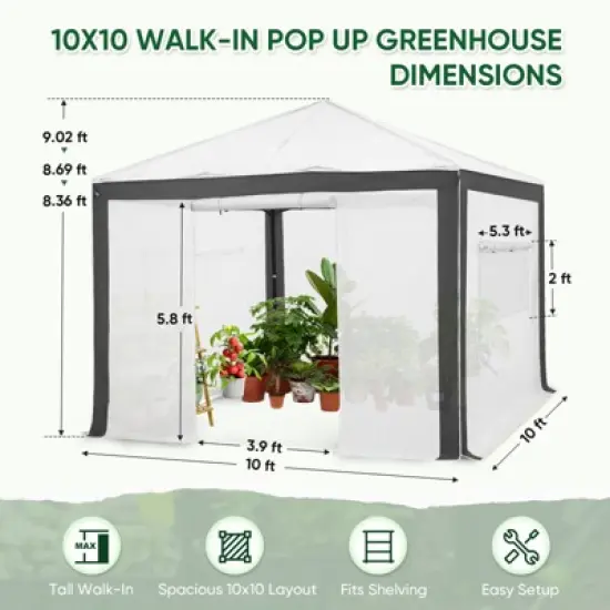 EAGLE PEAK 10x10 Portable Walk in Greenhouse image {2}