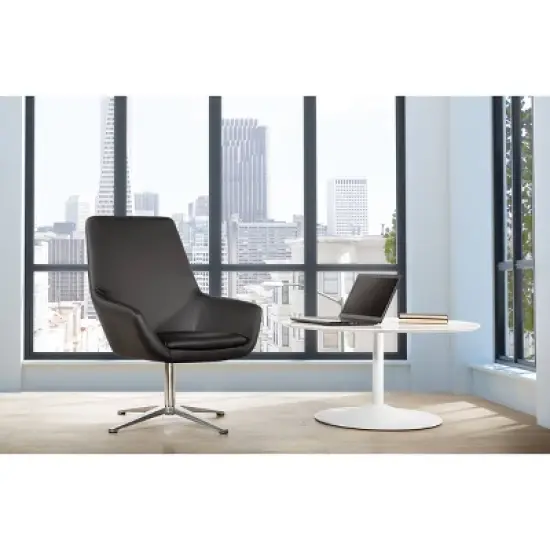 Tubby Chair with Aluminum Base Faux Leather Black - OSP Home Furnishings image {5}