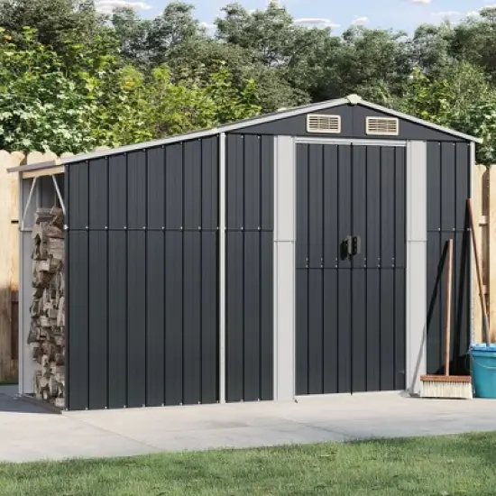 vidaXL Garden Shed in Anthracite - Galvanized Steel Garden Storage with Ample Space, Convenient Design, and Ventilation image {1}