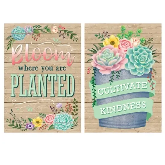 Teacher Created Resources&reg; Rustic Bloom Posters, 13-3/8" x 19", Set of 4 image {1}