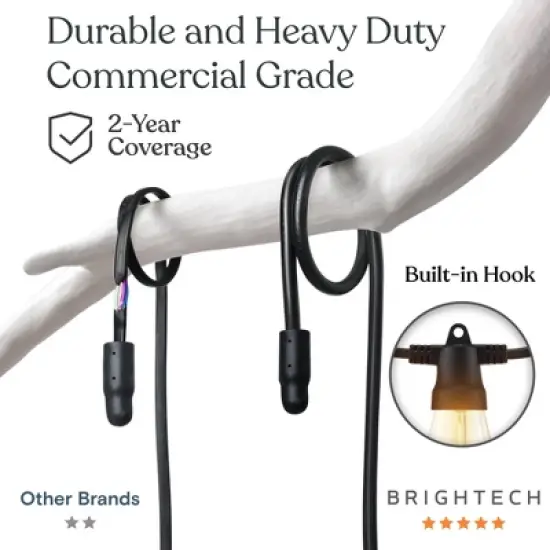 Brightech 15-Bulb LED Ambience Pro Solar 4W 48ft 3000K S14 Outdoor String Lights Clear Bulb Black Wire image {6}