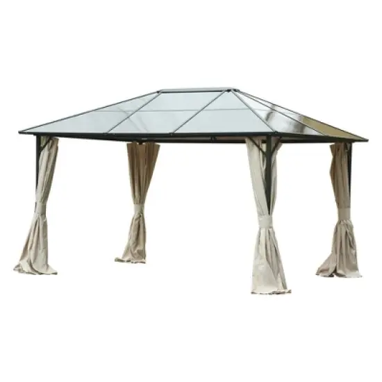 Resenkos Gazebo Pergola Privacy Panels,9.84' x 11.8' Gazebo Sidewall Set with Hooks/C-Rings, Beige image {7}