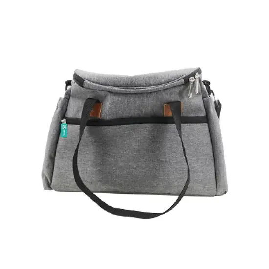Gray and Black Multi-Compartment Diaper Bag with Changing Pad image {4}