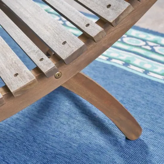 Christopher Knight Home Lisbon Outdoor Acacia Wood Folding Armless Chaise Lounge (Set of 2) image {6}