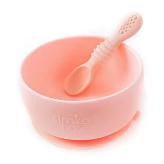 Simka Rose Silicone Baby Bowl and Spoon Set image {9}