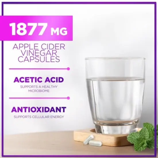 Apple Cider Vinegar Pills from the Mother - 1877mg of ACV with Vitamin D3 & Zinc, ACV Supplement for Digestion - 60 Capsules By Hello Lovely! image {4}