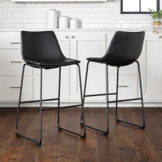 Set of 2 Laslo Modern Upholstered Faux Leather Barstools - Saracina Home image {5}