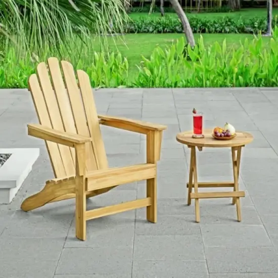 Yardgrace Teak Adirondack Chair with Table 2PCS image {4}