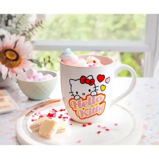 Silver Buffalo Sanrio Hello Kitty Hearts Ceramic Mug | Holds 18 Ounces image {7}