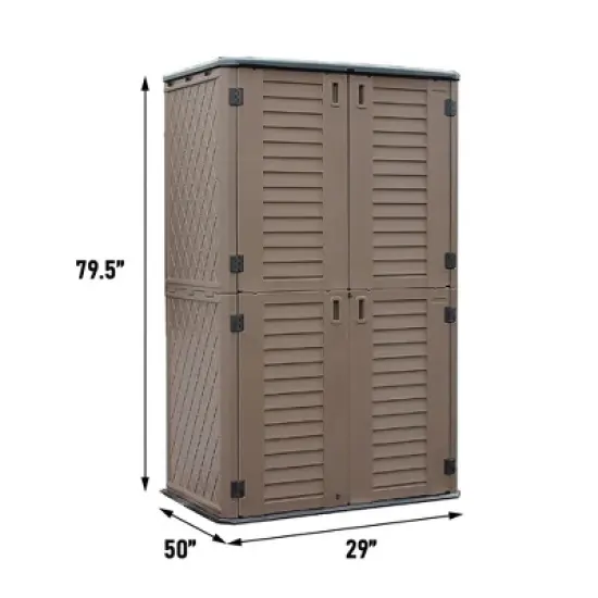 WELLFOR 380 gal Vertical Cabinet Deck Box Brown image {9}