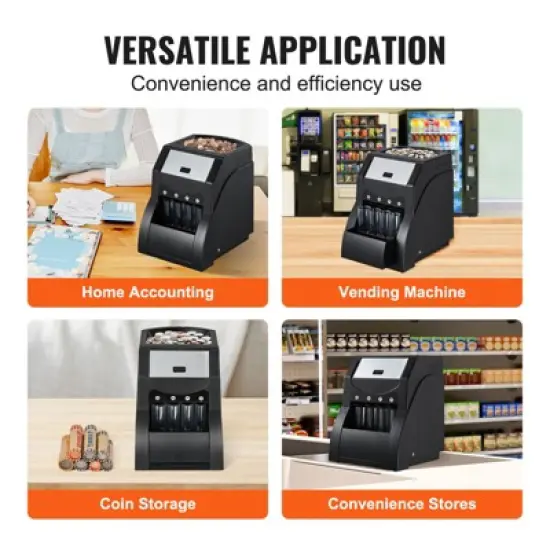 VEVOR USD Coin Sorter, Coin Sorter Machine for USD Coin 1￠ 5￠ 10￠ 25￠, Sorts up to 230 Coins/min, Coin Sorter and Wrapper Machine Holds 200 Coins image {6}