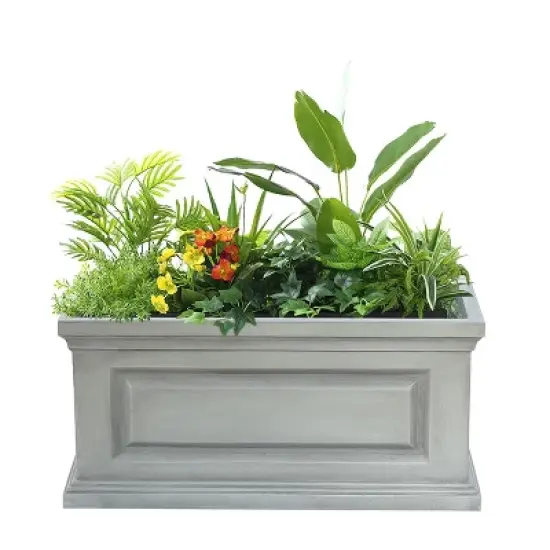 LuxenHome Gray MgO Rectangular Box Flower Pot Planter image {6}