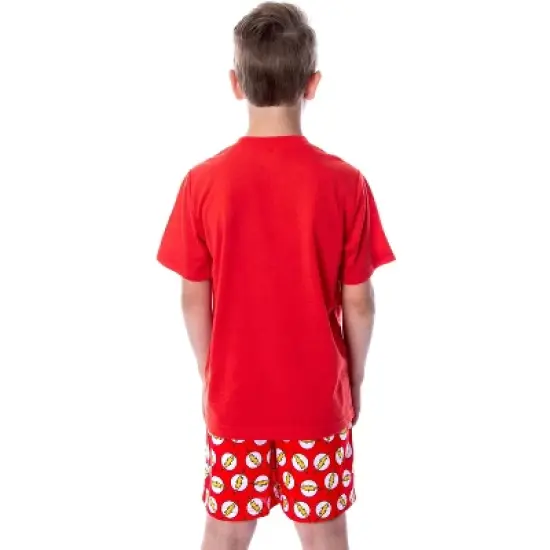 DC Comics Big Boys' The Flash Logo Short Sleeve Shirt Pajama Short Set Red image {1}