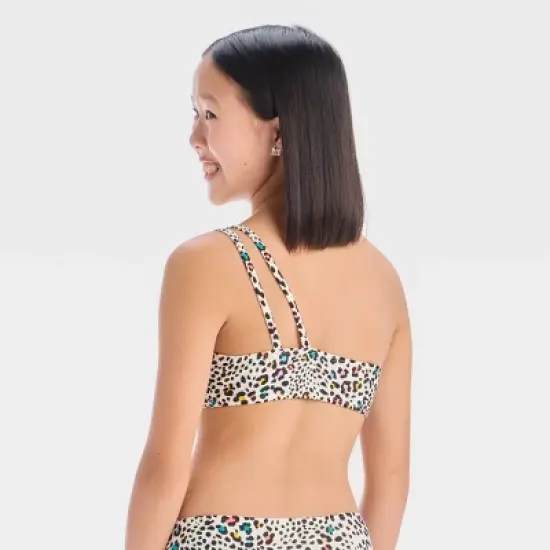 Girls' Leopard Swimsuit Top - art class&trade; Black image {1}