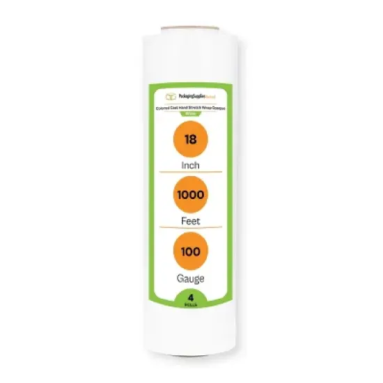 PSBM 4 Rolls Dark White Cast Hand Pallet Stretch Wrap 18" x 1000 Ft. x 100 Gauge image {2}