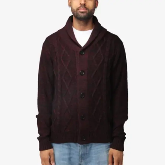 X RAY Men's Shawl Collar Cable Knit Cardigan image {7}