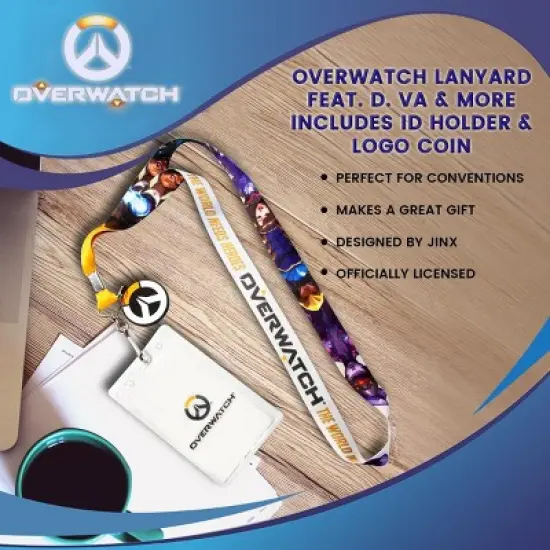 Surreal Entertainment OFFICIAL Overwatch Lanyard | Feat. D. Va & More | Includes ID Holder & Logo Coin image {6}