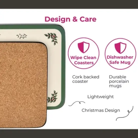 Pimpernel Christmas Tree 10 oz Mug & Coaster Set (4-Piece) -Unique Mug with Coaster - Durabe Melamine, Dishwasher & Microwave Safe image {5}