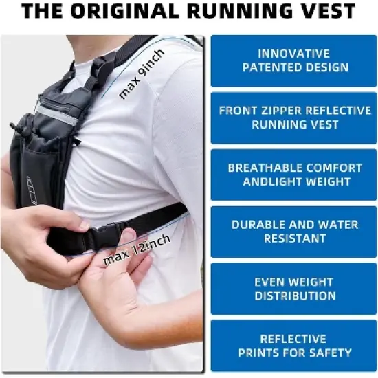 Chest Pack Running Vest with Hydration Bottle Holder, Reflective Lightweight Sports Chest Bag for Men Women Jogging Cycling Hiking image {6}