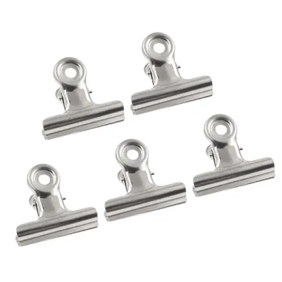 Unique Bargains Spring-Loaded Design Metal File Binder Clips Clamps Silver Tone 5 Pcs 2" Width image {4}
