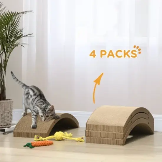 Kumasinova Cat Scratcher Board,4 Pack Cat Wheel Reversible Cat Scratching Post for Indoor Cats,Cardboard Cat Toy,Brown image {5}