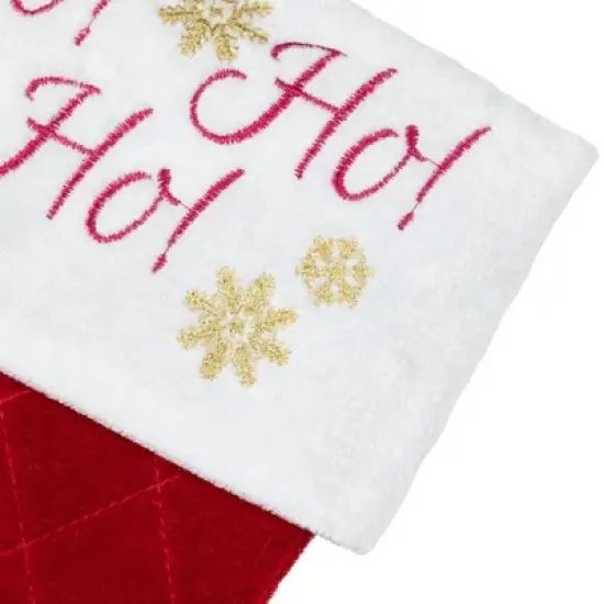 Northlight 19" Quilted Red Velvet HO! HO! HO! Embroidered Christmas Stocking image {2}
