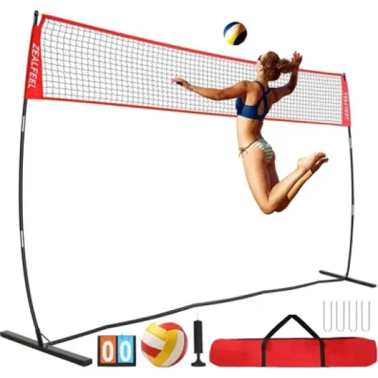 Adjustable Volleyball Net Set 12ft/20ft, Portable Freestanding with carry bag for training & outdoor image {8}