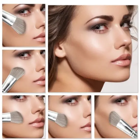 Unique Bargains Foundation Powder Concealers Eye Shadows Makeup Brushes and Storage Case Gray 14 Pcs image {4}