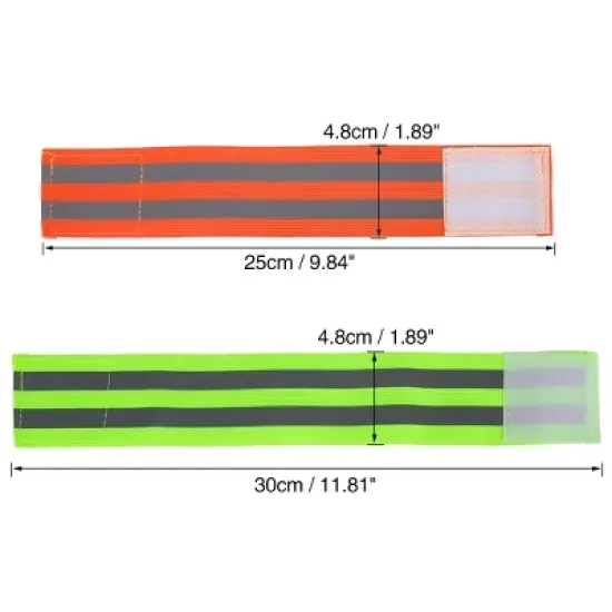 Unique Bargains Wrist Ankle High Visibility Reflective Bands Orange Green 4 Pcs image {3}