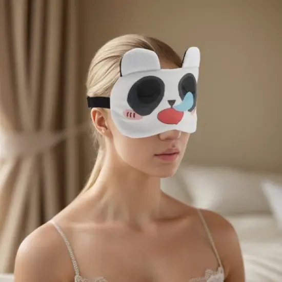 Unique Bargains Soft Cartoon Sleep Mask Runny Nose Gray White 1 Pc image {1}