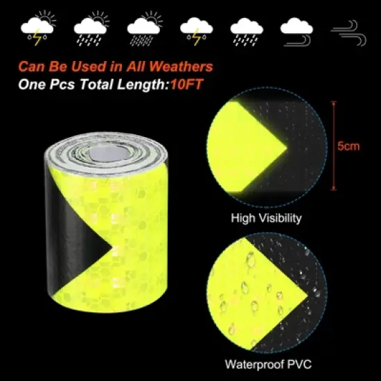 Unique Bargains Waterproof Self-Adhesive Warning Safety Reflective Tape image {2}