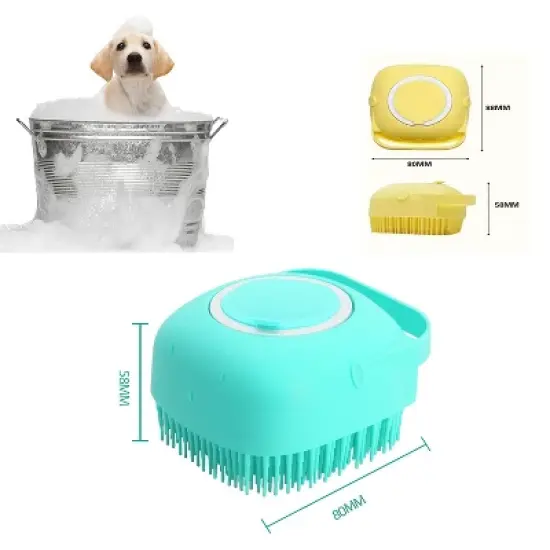 BABYYER Pet Grooming Bath Massage Brush with Soap and Shampoo Dispenser Soft Silicone Bristle for Long Short Haired Dogs Cats Shower image {2}