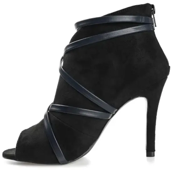 Journee Collection Womens Samara Back Heel Zip Peep Toe Stiletto Booties image {1}