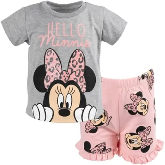 Disney Minnie Mouse Mickey Mouse T-Shirt and French Terry Shorts Outfit Set Toddler to Little Kid image {13}