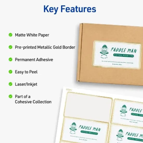 Avery Labels with Metallic Gold Border, 2" x 4", 100 Labels (6506) image {1}