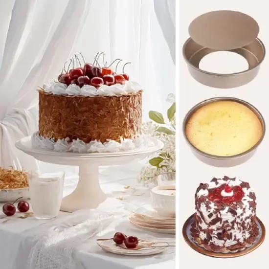 REGALWOVEN Carbon Steel Warp Resistant Cake Pan 3 Pcs image {4}