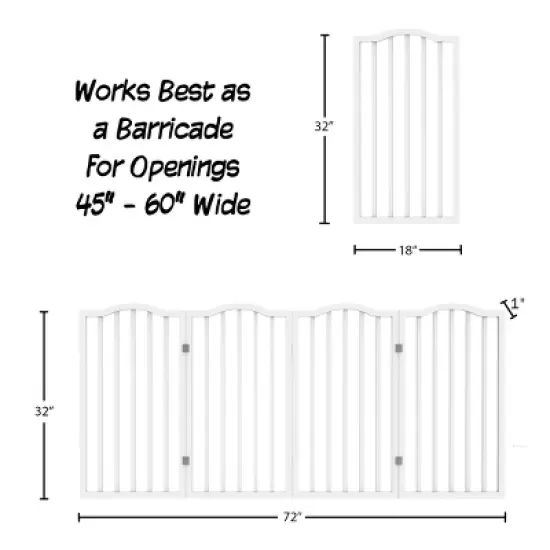 Indoor Pet Gate - 4-Panel Folding Dog Gate for Stairs or Doorways - 72x32-Inch Tall Freestanding Pet Fence for Cats and Dogs by PETMAKER (White) image {1}