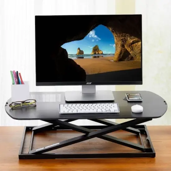 Standing Desk Converter with Wireless Charging Pad Manual Adjustment Black - Bostitch image {4}