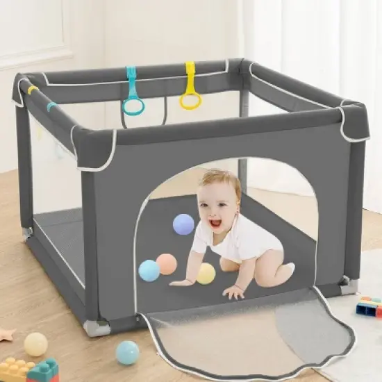 GOTGELIF 36"x36" 4-Panel Baby Playpen Spacious & Secure Portable Playard image {7}