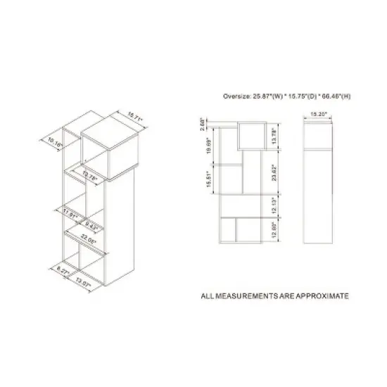 66.46" Durandyl Contemporary Bookcase Honey Walnut - HOMES: Inside + Out image {7}