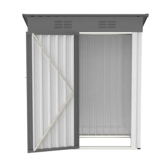 GDFStudio Chapman Galvanized Steel Storage Shed, Lockable Door Tool Shed image {9}