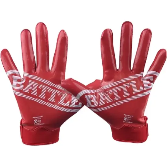 Battle Sports Doom 1.0 Youth Football Receiver Gloves - Red image {1}