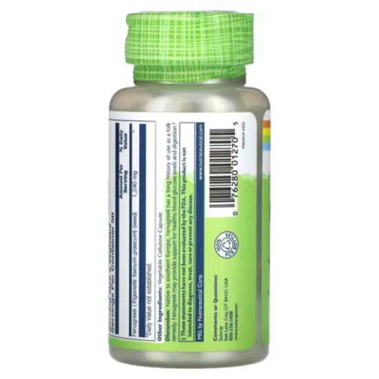 Solaray True Herbs, Fenugreek, 100 VegCaps (620 mg per Capsule) image {2}