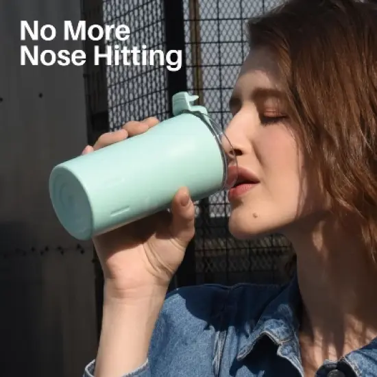 ZACHVO 12 oz Travel Coffee Mug, Insulated, Flip Lid, Stainless Steel, Spill Proof, Double Wall Vacuum, Reusable, Hot/Ice, Green image {3}