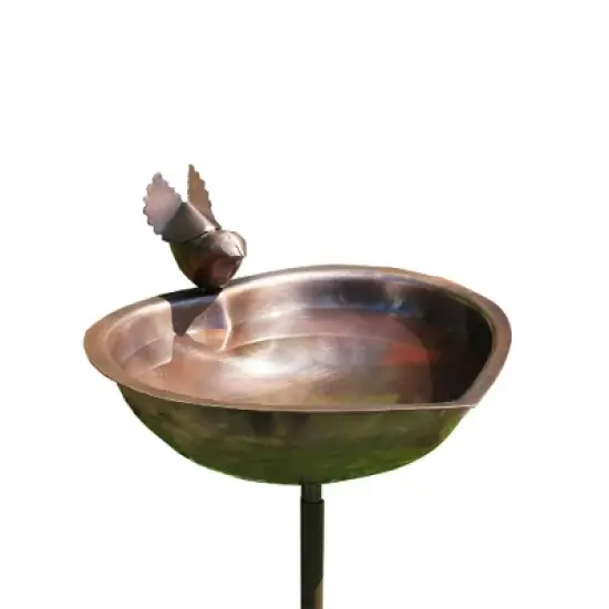 3.5" Heart Shaped Birdbath Bowl with Stake Antique Copper - ACHLA Designs image {1}