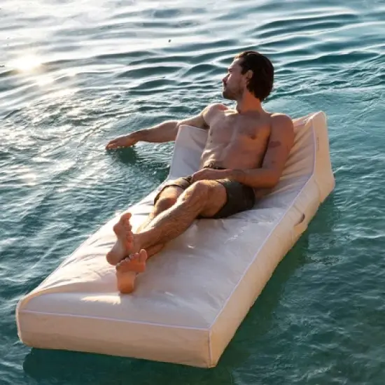 Sunnylife Luxe Lie-On Lounger - Casa Blanca - Inflatable Pool Float, Head Rest image {8}