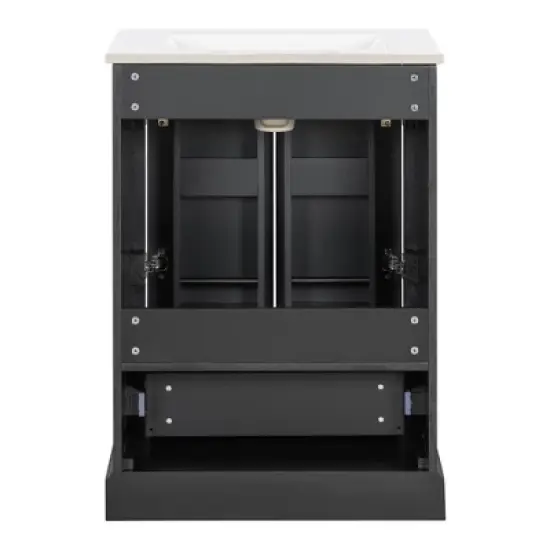 Whisen 30" Bathroom Vanity with Sink, MDF/Solid Wood Frame, 1 Divider Drawer & 2 Soft-Close Doors with Shelf image {10}