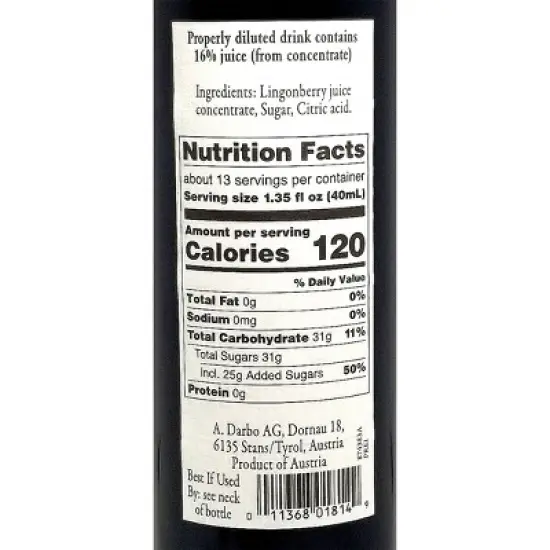 D'Arbo Lingonberry Syrup 16.9 Fl. Oz. / 500 ml. (Pack of 2) image {3}