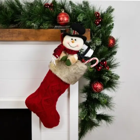 Northlight Cable Knit Christmas Stocking - 20.5" - Red and Beige image {1}